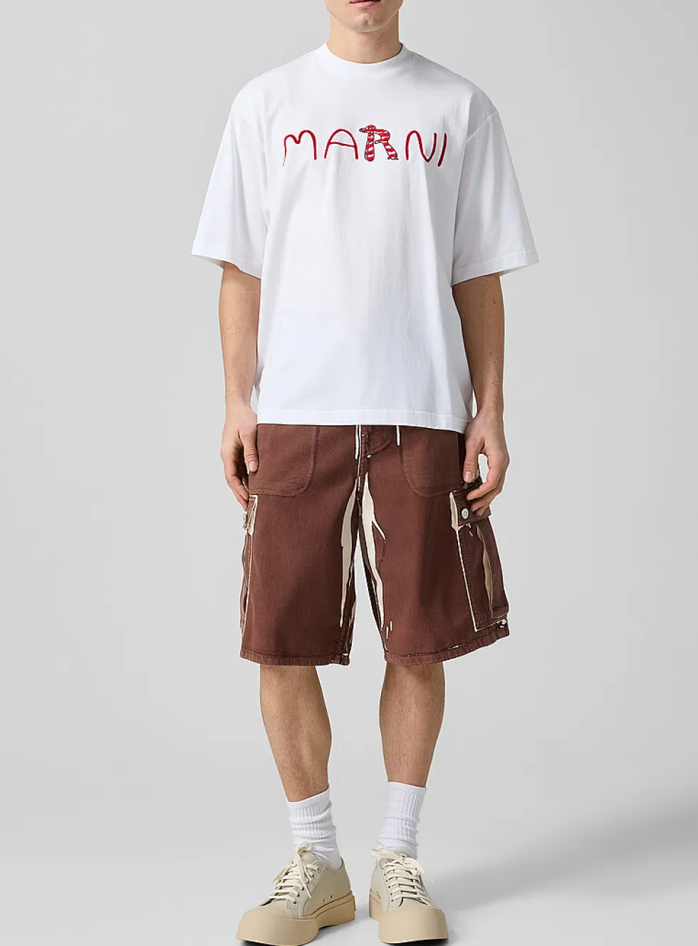 Irregular print cargo Bermuda short