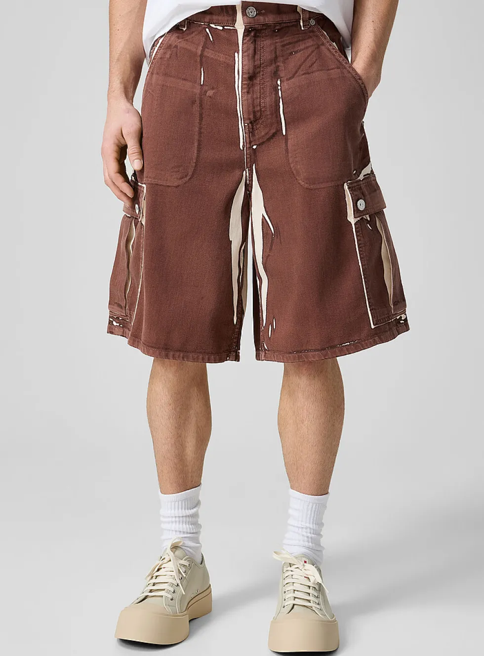Irregular print cargo Bermuda short