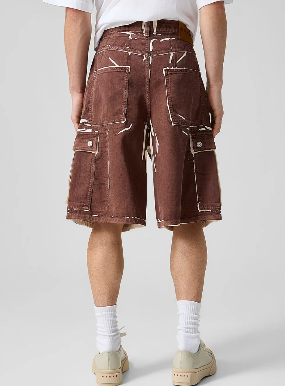 Irregular print cargo Bermuda short