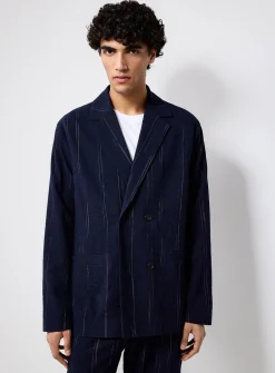Irregular stripe seersucker jacket