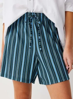 Irregular stripes piqué short
