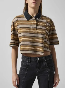 Isalyne striped asymmetrical polo shirt