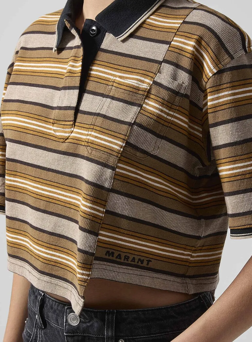 Isalyne striped asymmetrical polo shirt