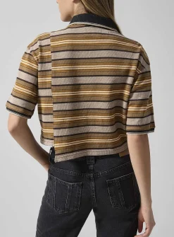 Isalyne striped asymmetrical polo shirt
