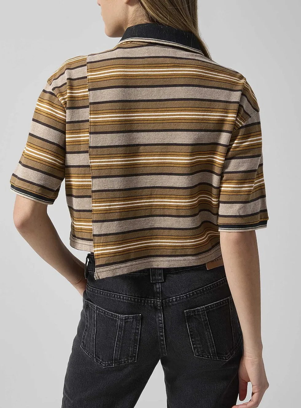 Isalyne striped asymmetrical polo shirt