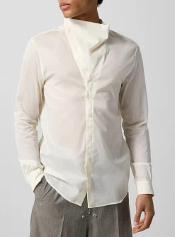 Island funnel-neck sheer shirt