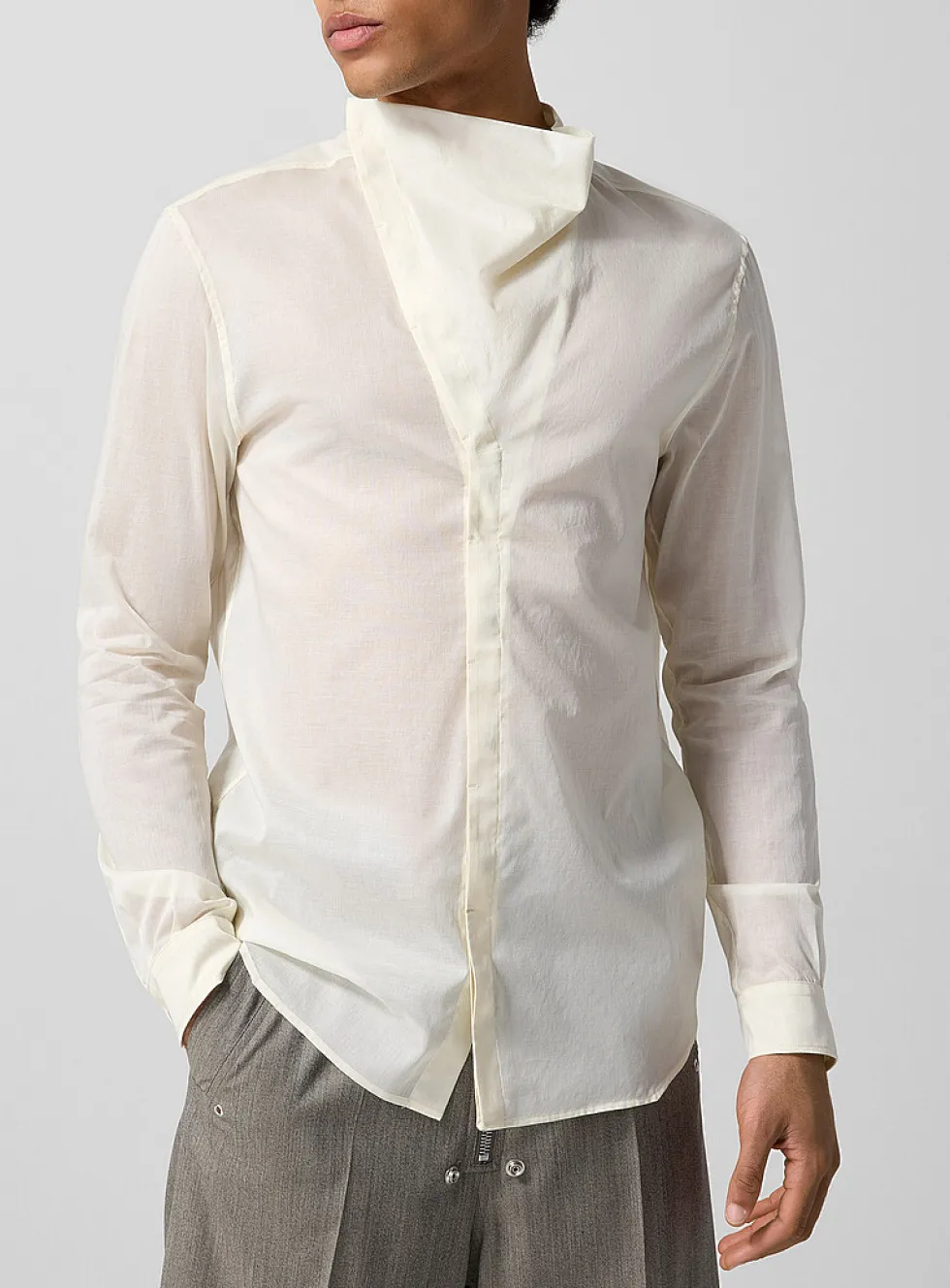 Island funnel-neck sheer shirt