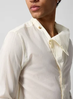 Island funnel-neck sheer shirt