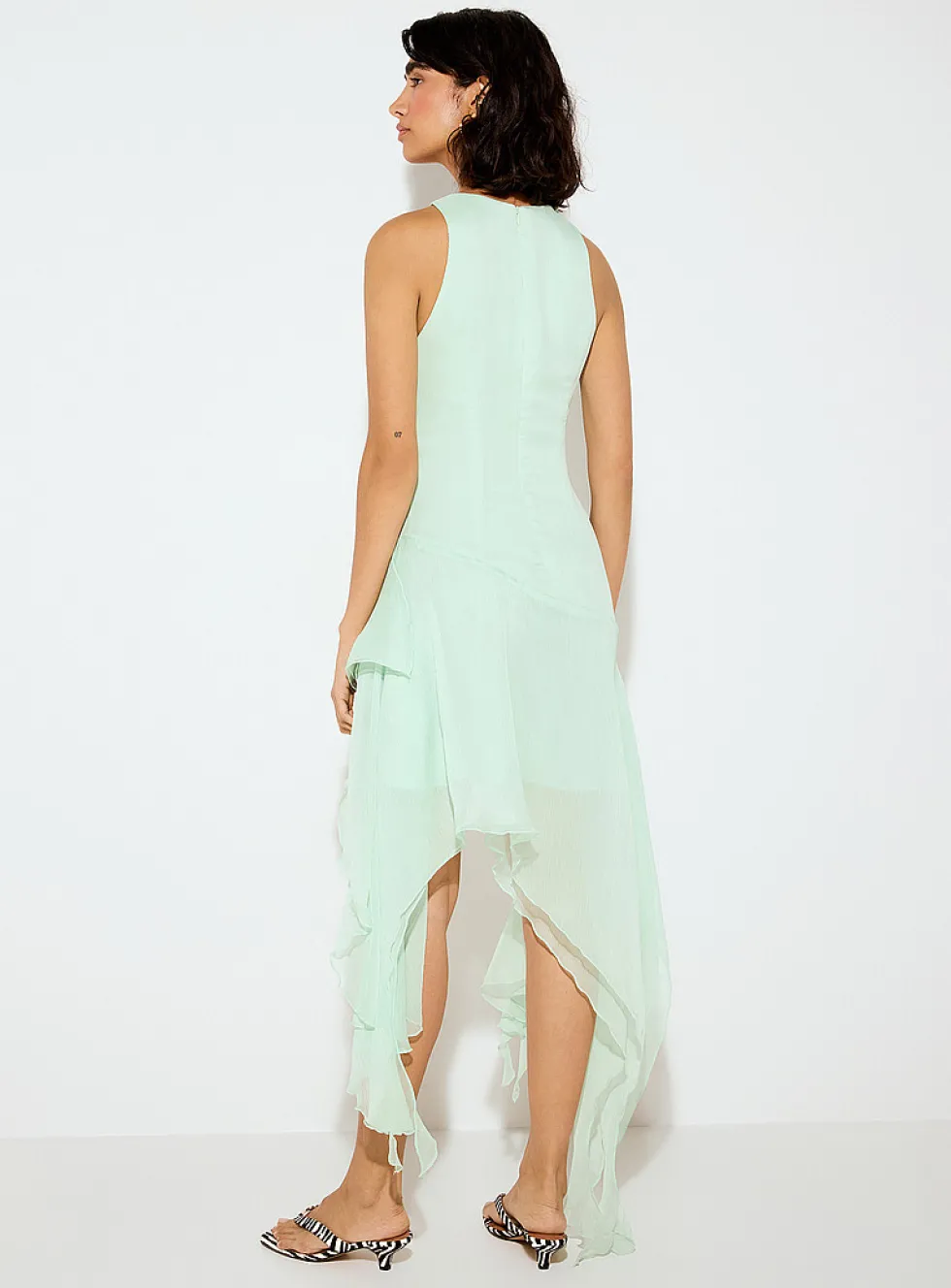 Ivana mint green ruffled minidress