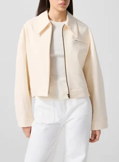 Ivory zippered cropped jacket