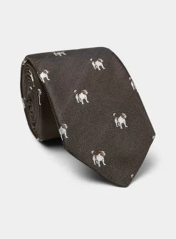Jack Russel pattern pure silk tie