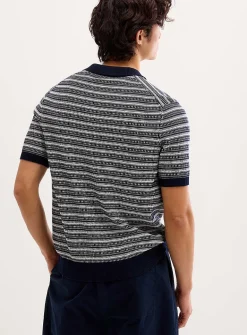Jacquard knit Johnny collar polo