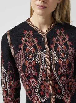 Jacquard paisley wool cardigan