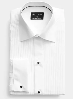 Jacquard striped bib tuxedo shirt