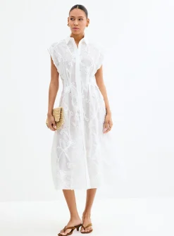 Jamie floral decals cinched shirtdress