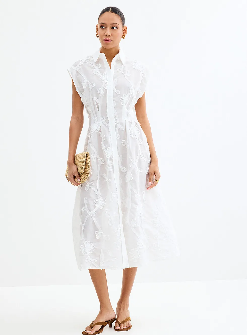 Jamie floral decals cinched shirtdress
