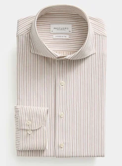 Japanese knit clay-stripe shirt