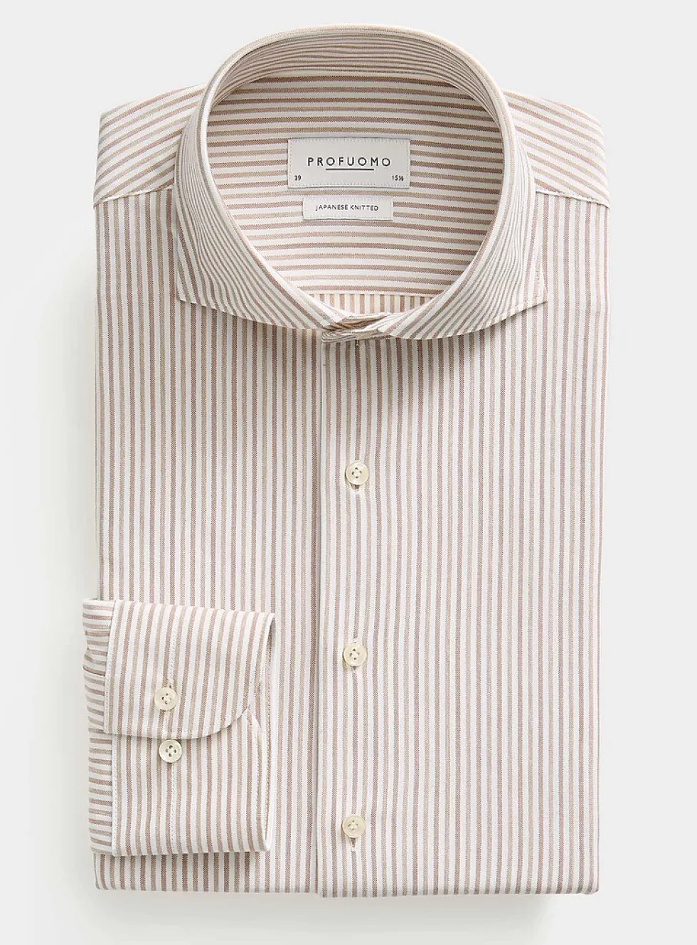 Japanese knit clay-stripe shirt