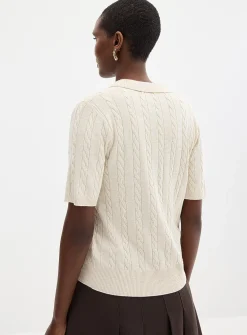 Johnny collar cable-knit sweater