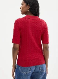 Johnny collar cable-knit sweater