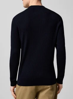 Johnny collar cotton-silk ribbed polo shirt