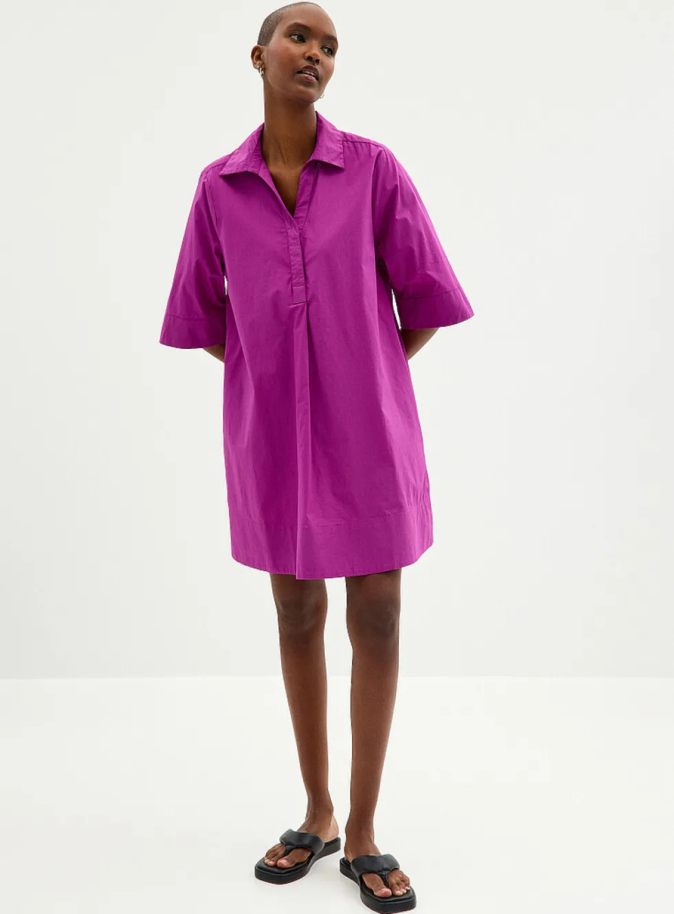 Johnny collar poplin dress
