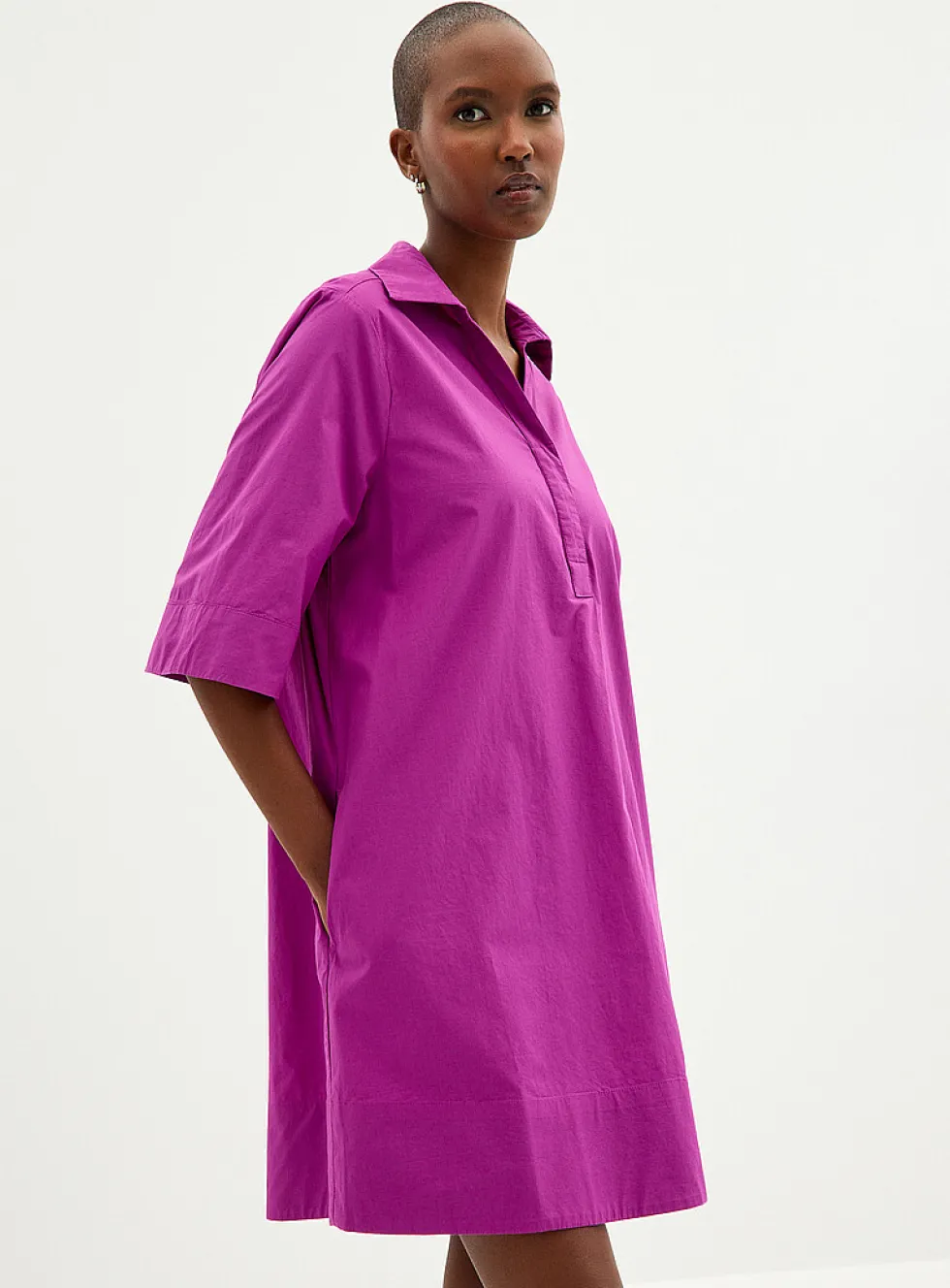 Johnny collar poplin dress