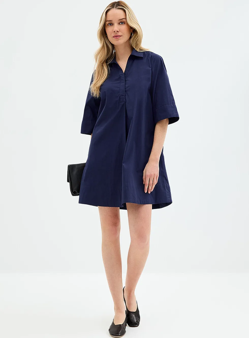 Johnny collar poplin dress