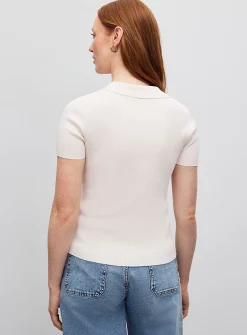 Johnny collar ribbed cream-coloured sweater