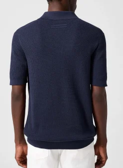 Johnny collar textured jacquard polo shirt