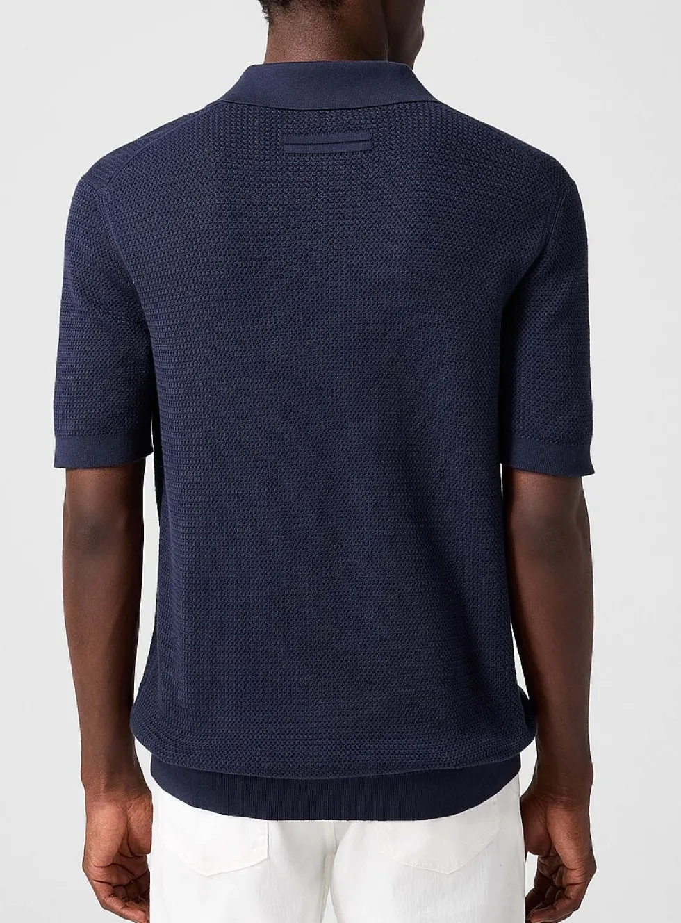 Johnny collar textured jacquard polo shirt