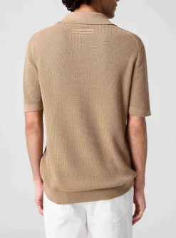 Johnny collar textured jacquard polo shirt