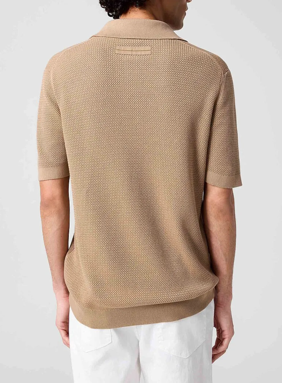 Johnny collar textured jacquard polo shirt