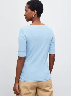 Judy ashy blue boat-neck T-shirt