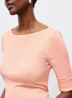 Judy coral boat-neck T-shirt