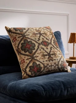 Jute and cotton mosaic removable cover cushion
