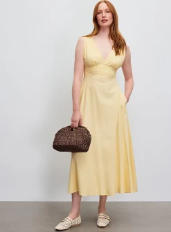 Kaia butter yellow open-back maxi dress