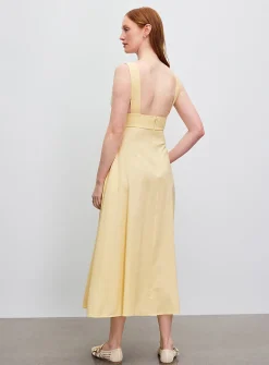 Kaia butter yellow open-back maxi dress