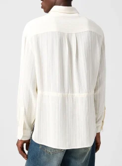 Kali textured stripes belted shirt
