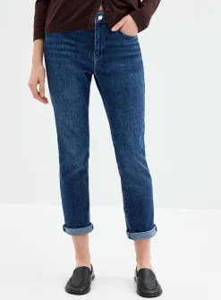 Kathleen deep-indigo rolled-hem jean