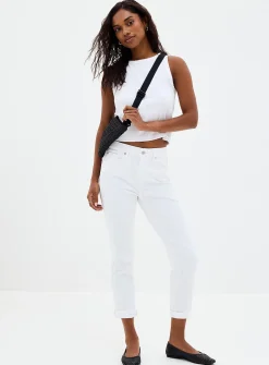 Kathleen white rolled-hem jean
