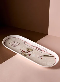 Kawaii cat oval serving tray