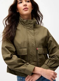 Khaki cotton twill coat