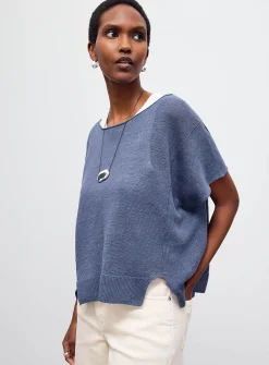 Kimmy pure linen cap-sleeve sweater
