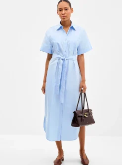 Kinime sky blue belted shirtdress