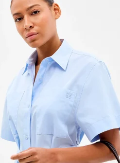 Kinime sky blue belted shirtdress