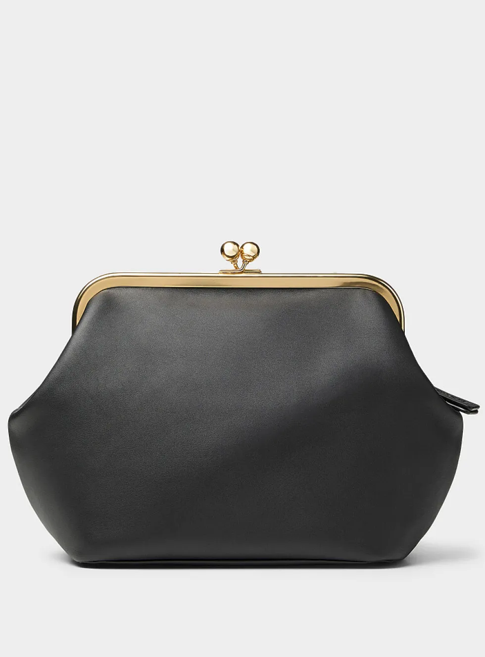 Kisslock ebony leather minaudière
