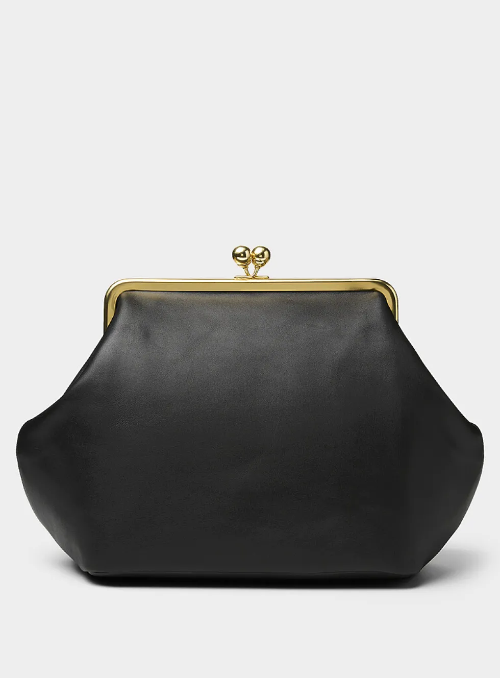 Kisslock XL ebony leather minaudière