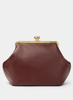 Kisslock XL ebony leather minaudière