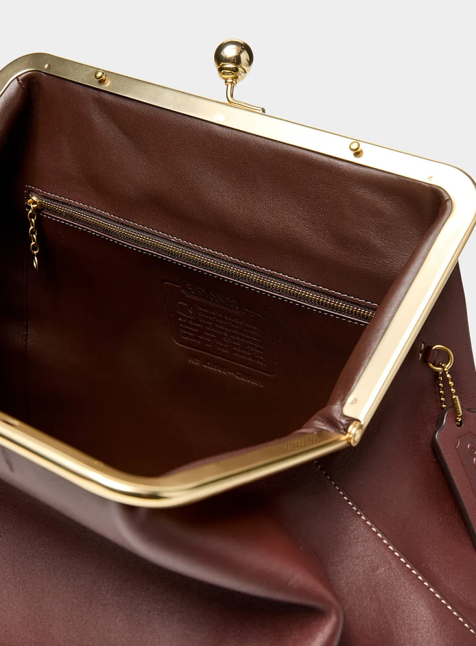 Kisslock XL ebony leather minaudière